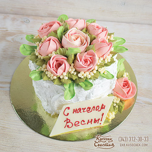 Праздничный торт «Букетик роз»