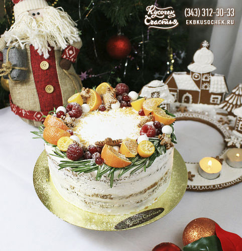 Праздничный торт «Зимний с манадаринами»