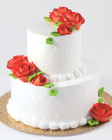 Свадебный торт «Белый с розами 2 яруса»